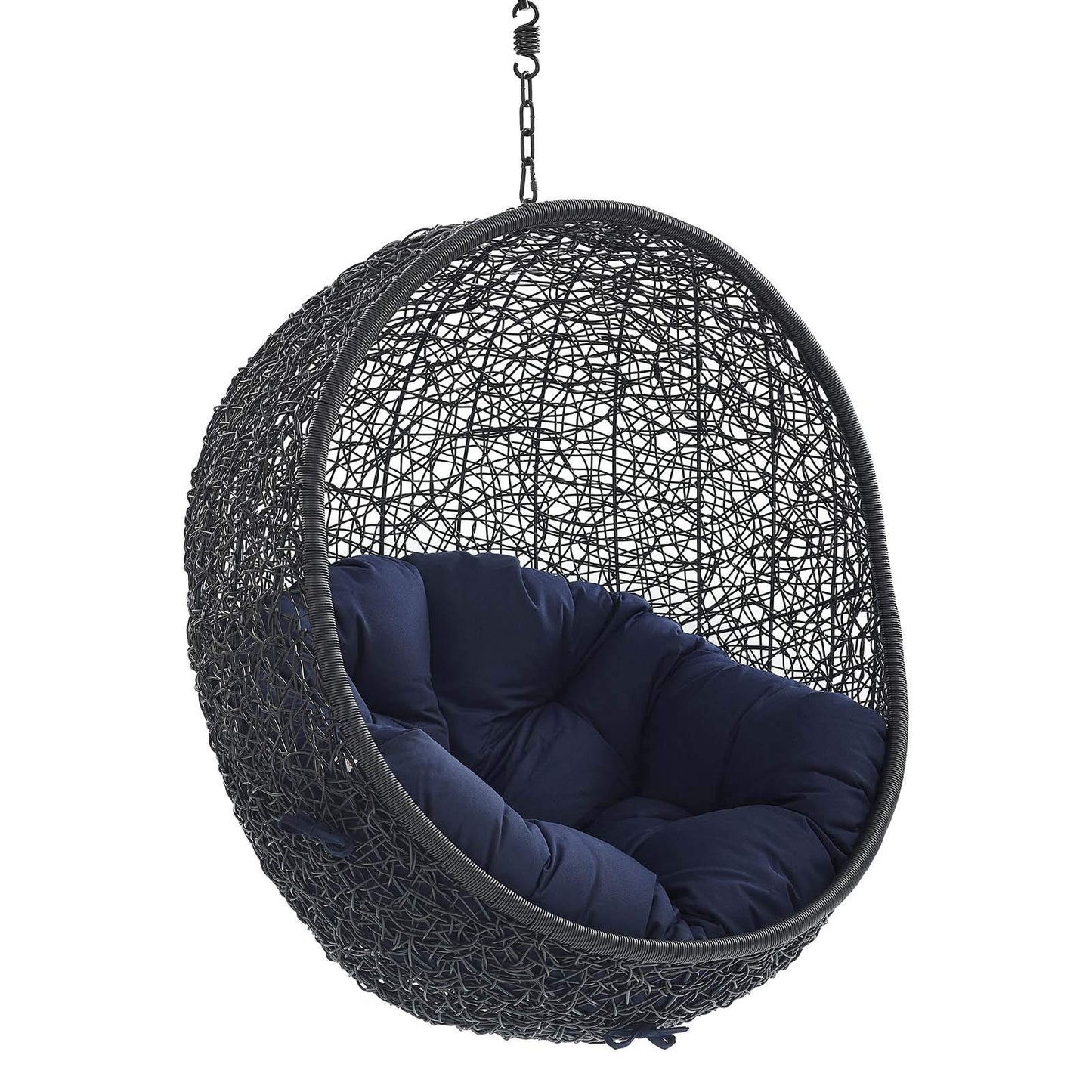 porch swings | Ergode Encase Outdoor Patio Swing Chair | Luxury Synthetic Rattan Weave | All-Weather Cushion | Powder-Coated Steel Frame | Adjustable Chain | Indoor/Outdoor Use | Weather & UV Resistant | Black Navy | casafoyer.myshopify.com