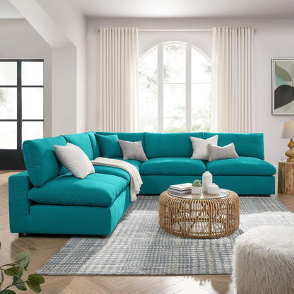 sofas | CasaFoyer Commix | Cozy 5-Piece Sectional Sofa Set | Teal | Plush Comfort | Modern Elegance | Polyester & Linen Upholstery | Solid Wood Construction | Down Filled Cushions | 331 lbs Weight Capacity | casafoyer.myshopify.com