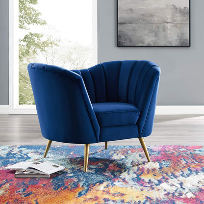 home office desk chairs | CasaFoyer Opportunity Armchair | Curved Performance Velvet | Vertical Channel Tufted | Navy | casafoyer.myshopify.com