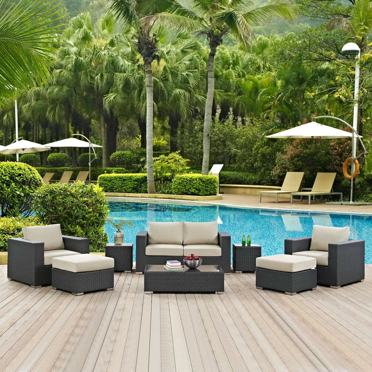 kitchen and dining room sets | CasaFoyer Sojourn Outdoor Patio Furniture Set | Sunbrella Cushions | Synthetic Rattan | UV Protection | Aluminum Frame | Coffee Table, Loveseat, Armchairs, Ottomans, Side Tables | casafoyer.myshopify.com