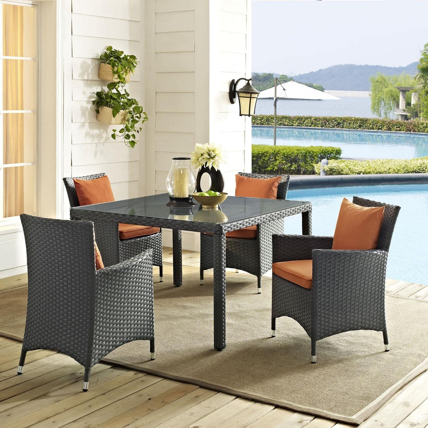 kitchen and dining room sets | CasaFoyer Sojourn Outdoor Patio Furniture Set | 4 Piece Dining Collection | Sunbrella Cushions | Synthetic Rattan Weave | UV Protection | Aluminum Frame | casafoyer.myshopify.com