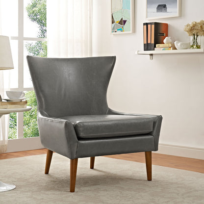home office desk chairs | CasaFoyer Keen Armchair | Ultimate Comfort & Style | Spacious Wingtip Design | Plush Cushion & Supportive Backrest | Mid-Century Aesthetics | Solid Walnut Legs | High-Quality Vinyl Upholstery | Perfect for Modern Homes | casafoyer.myshopify.com