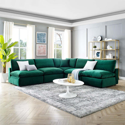 kitchen and dining room sets | CasaFoyer Commix Sectional Sofa | Luxurious & Inviting | Plush Comfort | Stain-Resistant Velvet | Solid Wood Construction | 5-Piece Set | Green | casafoyer.myshopify.com