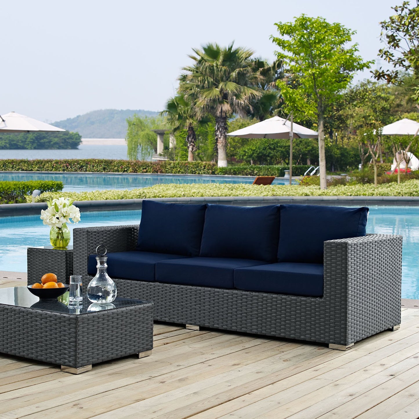 Patio Furniture Sets | Sojourn Outdoor Patio Sofa | Sunbrella Fabric | Synthetic Rattan | UV Protection | Aluminum Frame | Elevate Your Patio | casafoyer.myshopify.com