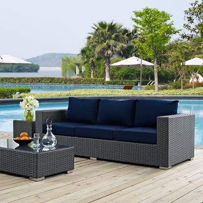 Patio Furniture Sets | Sojourn Outdoor Patio Sofa | Sunbrella Fabric | Synthetic Rattan | UV Protection | Aluminum Frame | Elevate Your Patio | casafoyer.myshopify.com