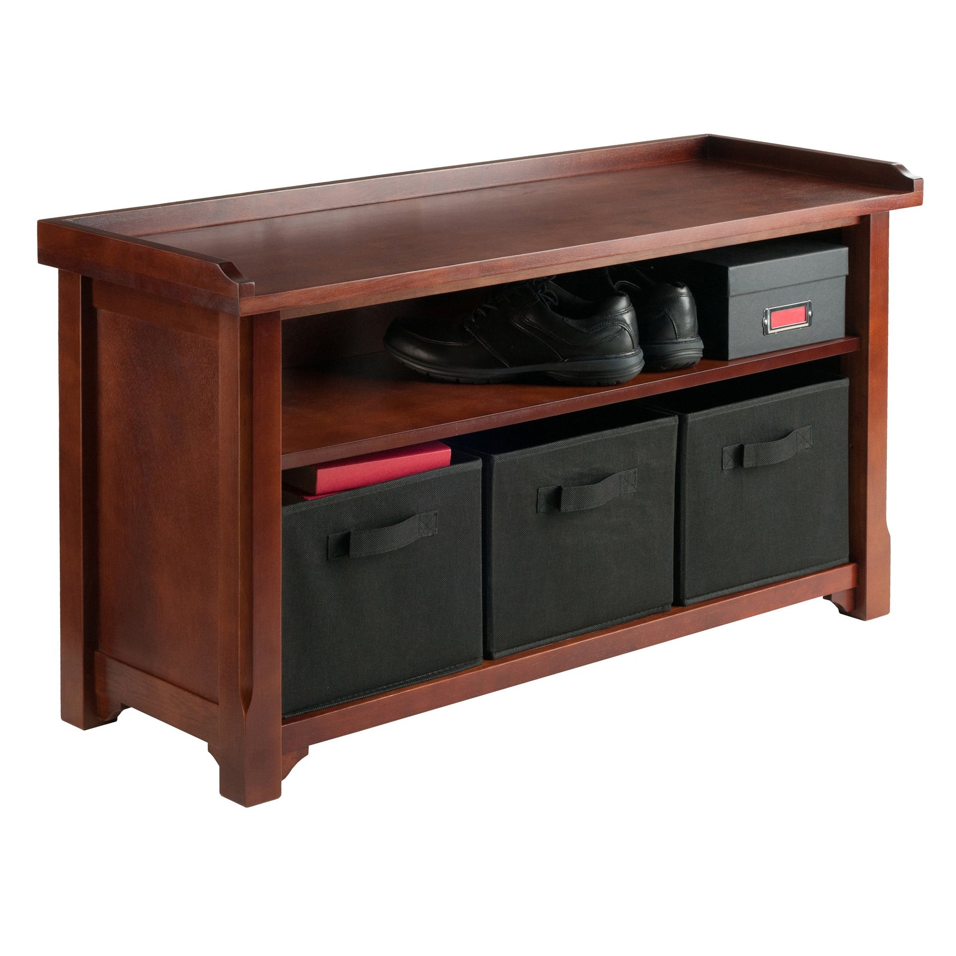 Sofa & chair Sets | Ergode  Wood Verona Bench Set | Storage Bench with 3 Foldable Baskets | Walnut Finish | Versatile Design for Foyer, Hallway, Mudroom | Sturdy & Easy to Clean | 40 W x 14.2 D x 22 H | casafoyer.myshopify.com