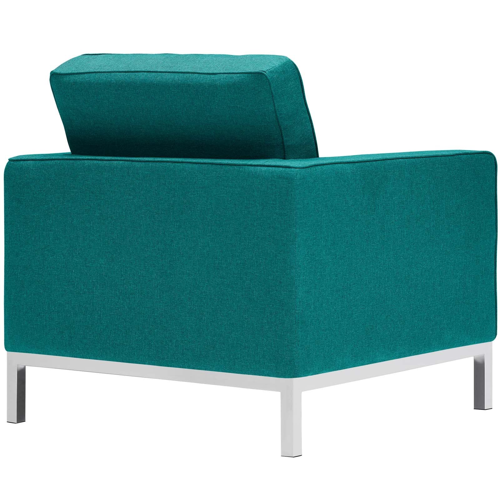 Chair | Mid-Century Modern Loft Armchair | Stainless Steel Frame | Tufted Seat & Back | Comfortable Seating | Ideal for Reception Areas, Living Rooms, Hotels, Resorts, Restaurants, Lounges | casafoyer.myshopify.com