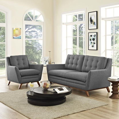 sofas | CasaFoyer Beguile Collection | Mid-Century Style | Upholstered Armchair & Loveseat Set | Gray | casafoyer.myshopify.com