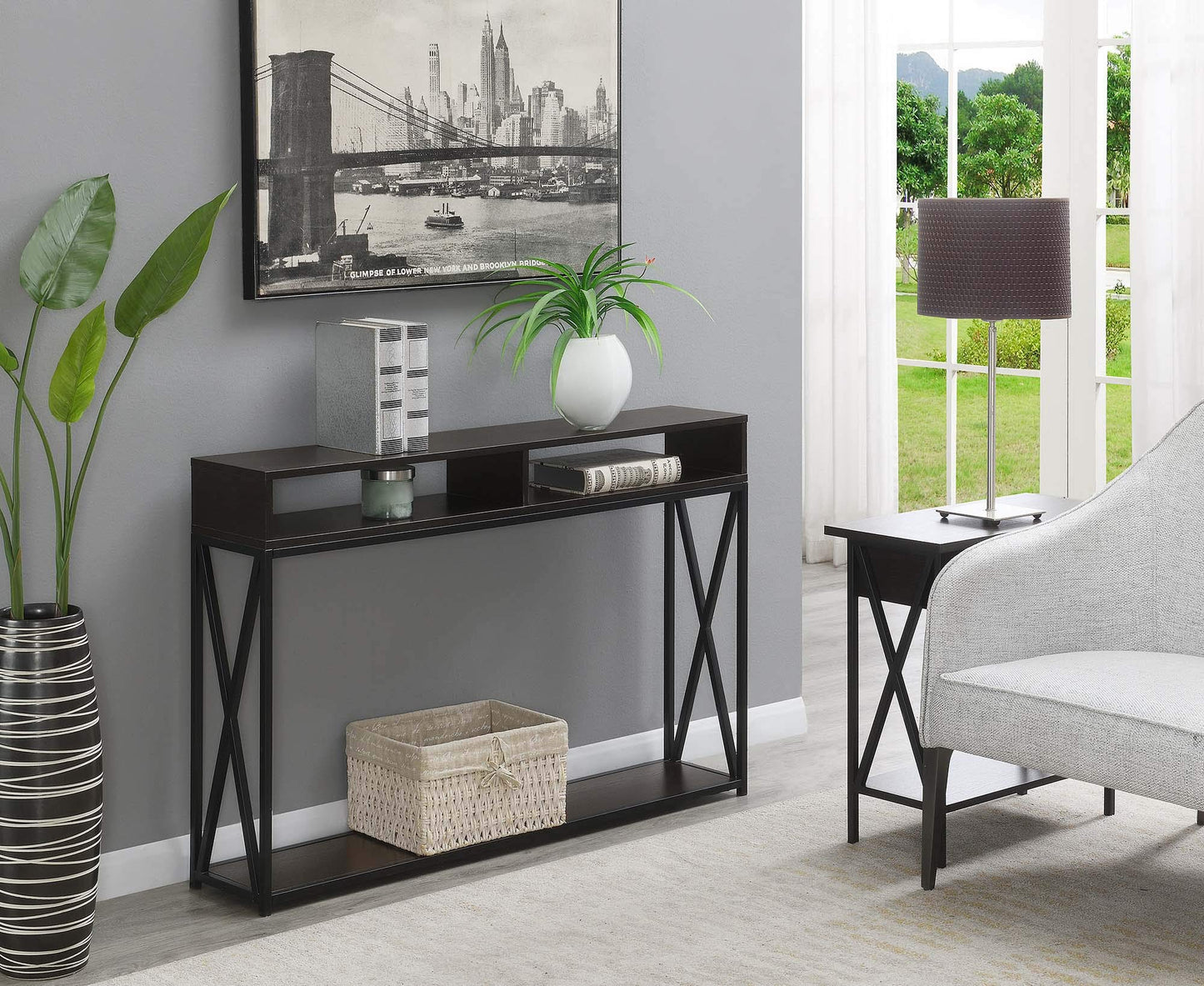 TABLE | Ergode Tucson Deluxe Console Table with Shelf | Stylish & Functional Home Decor | Ample Storage | Durable Metal Frame | casafoyer.myshopify.com