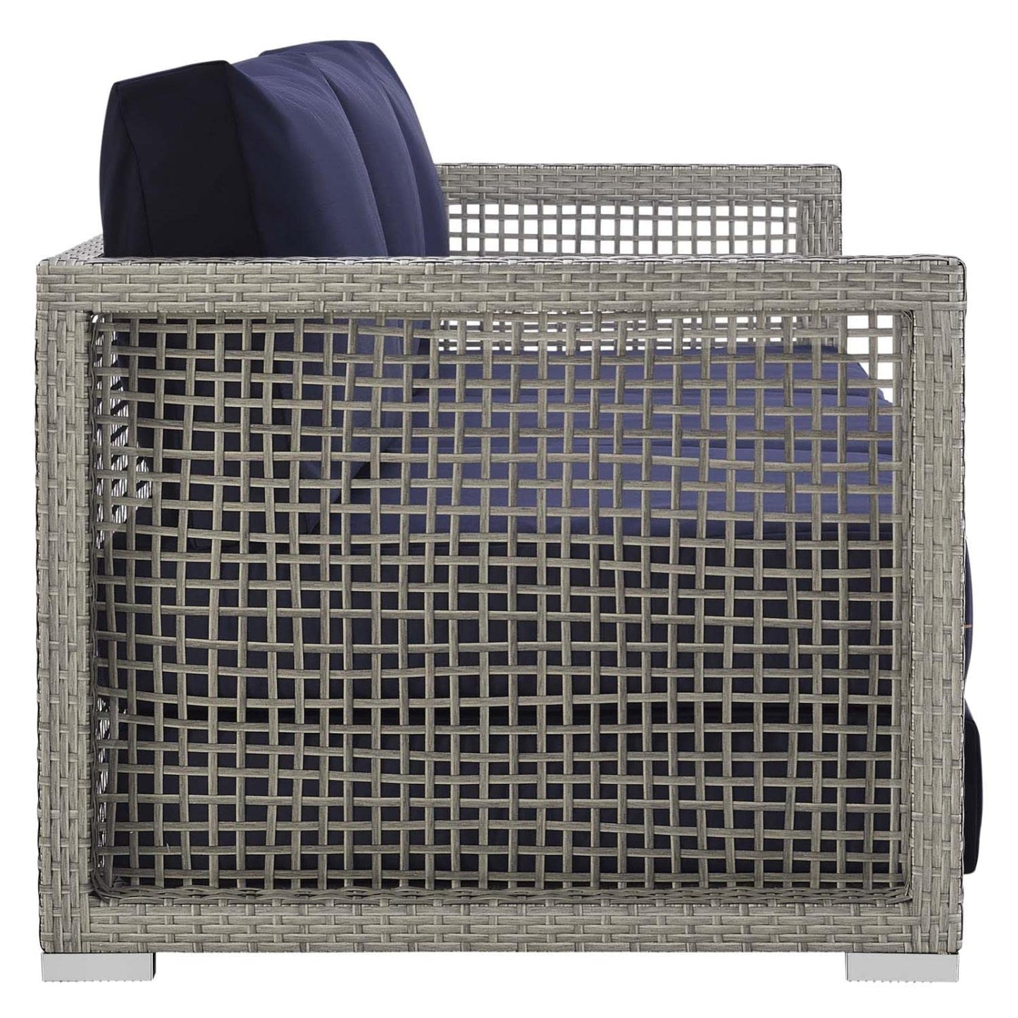sofas | CasaFoyer Aura Outdoor Patio Sofa | Synthetic Gray-on-Gray Wicker Rattan | Aluminum Frame | All-Weather Cushions | Extra Wide & Deep Body | Fully Assembled | casafoyer.myshopify.com