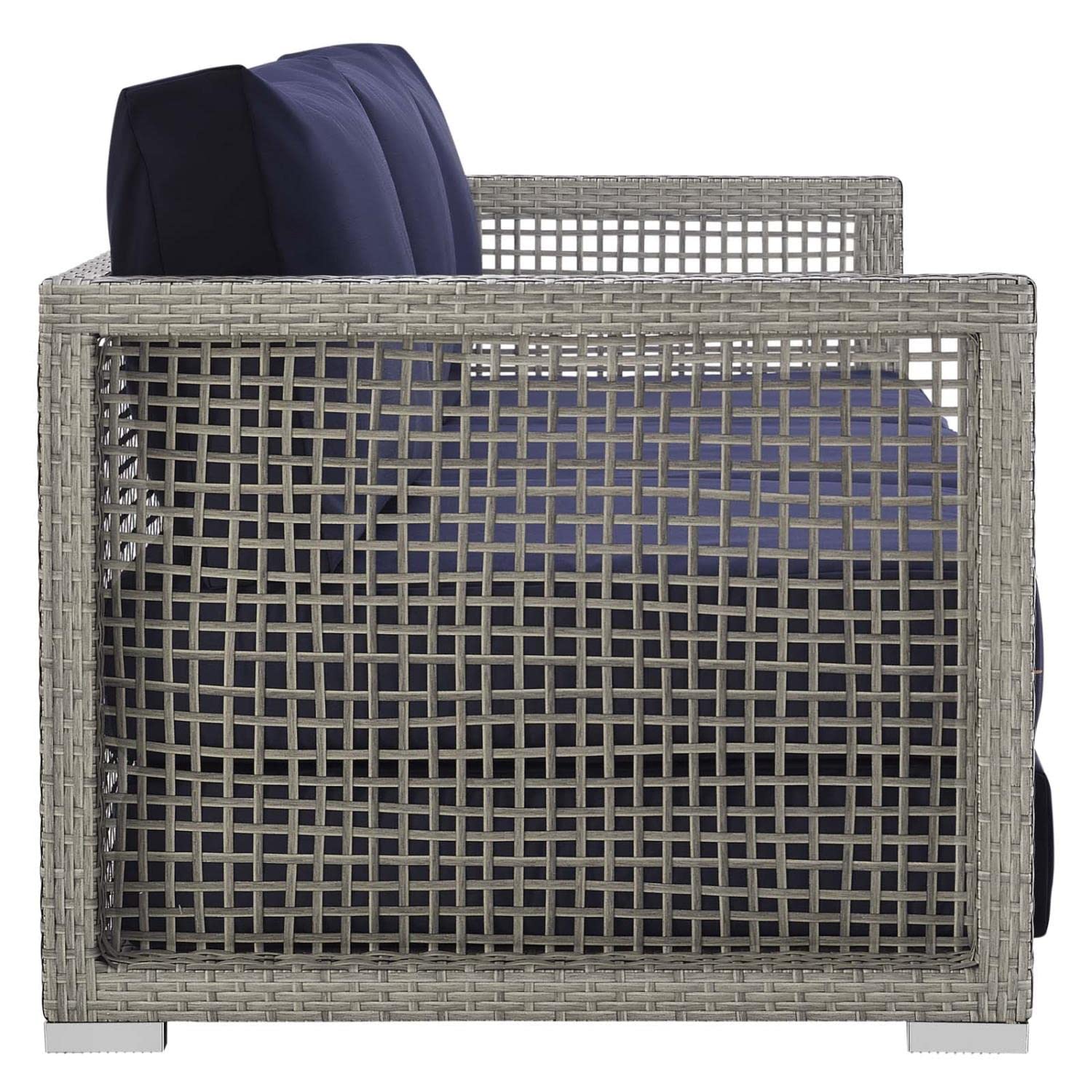 sofas | CasaFoyer Aura Outdoor Patio Sofa | Synthetic Gray-on-Gray Wicker Rattan | Aluminum Frame | All-Weather Cushions | Extra Wide & Deep Body | Fully Assembled | casafoyer.myshopify.com