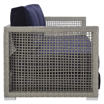 sofas | CasaFoyer Aura Outdoor Patio Sofa | Synthetic Gray-on-Gray Wicker Rattan | Aluminum Frame | All-Weather Cushions | Extra Wide & Deep Body | Fully Assembled | casafoyer.myshopify.com