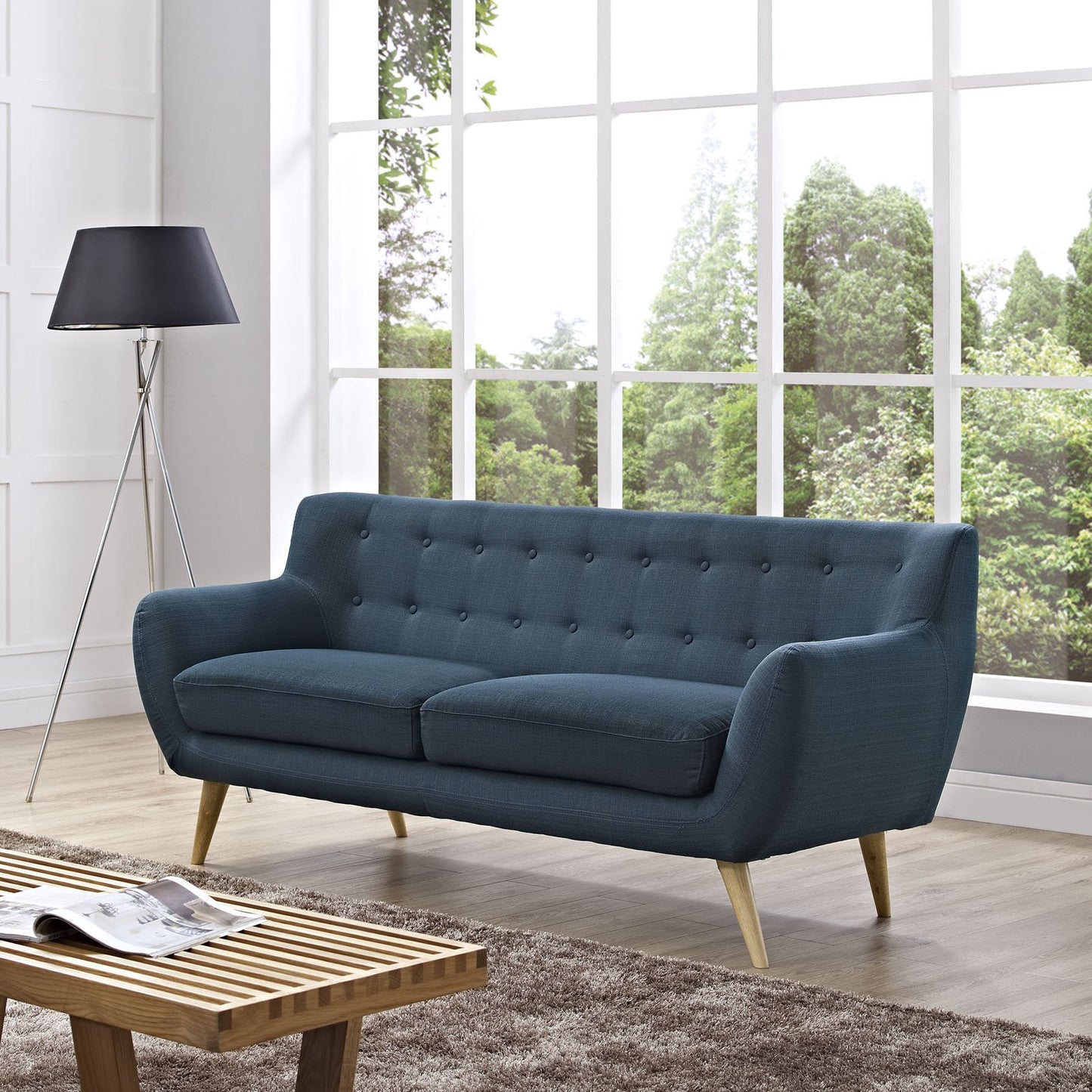 Sofa & chair Sets | Remark Mid-Century Modern Loveseat | Elegant & Comfortable Sofa | Organic Design | Natural Wood Legs | Polyester Upholstery | Finely Stitched Buttons | casafoyer.myshopify.com