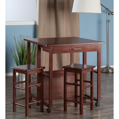 Tray Table | CasaFoyer Fremont 3-Piece Space Saver Set | Drop Leaf Table, 2 Stools | Walnut Finish | Compact & Functional | Solid Wood | Easy Assembly | 31.7H x 30.6W x 31.5D | casafoyer.myshopify.com