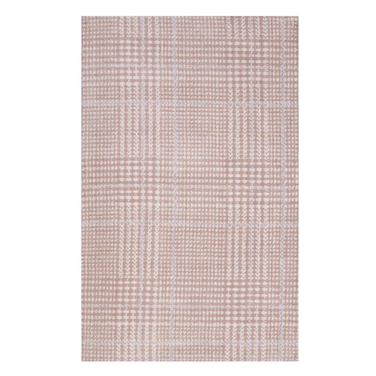 area rugs | CasaFoyer Kaja Criss-Cross Modern Abstract Area Rug | Plush Polyester Microfiber | Stain-Resistant | Non-Shedding | Easy to Clean | 5x8 Ivory, Cameo Rose, Light Blue | casafoyer.myshopify.com