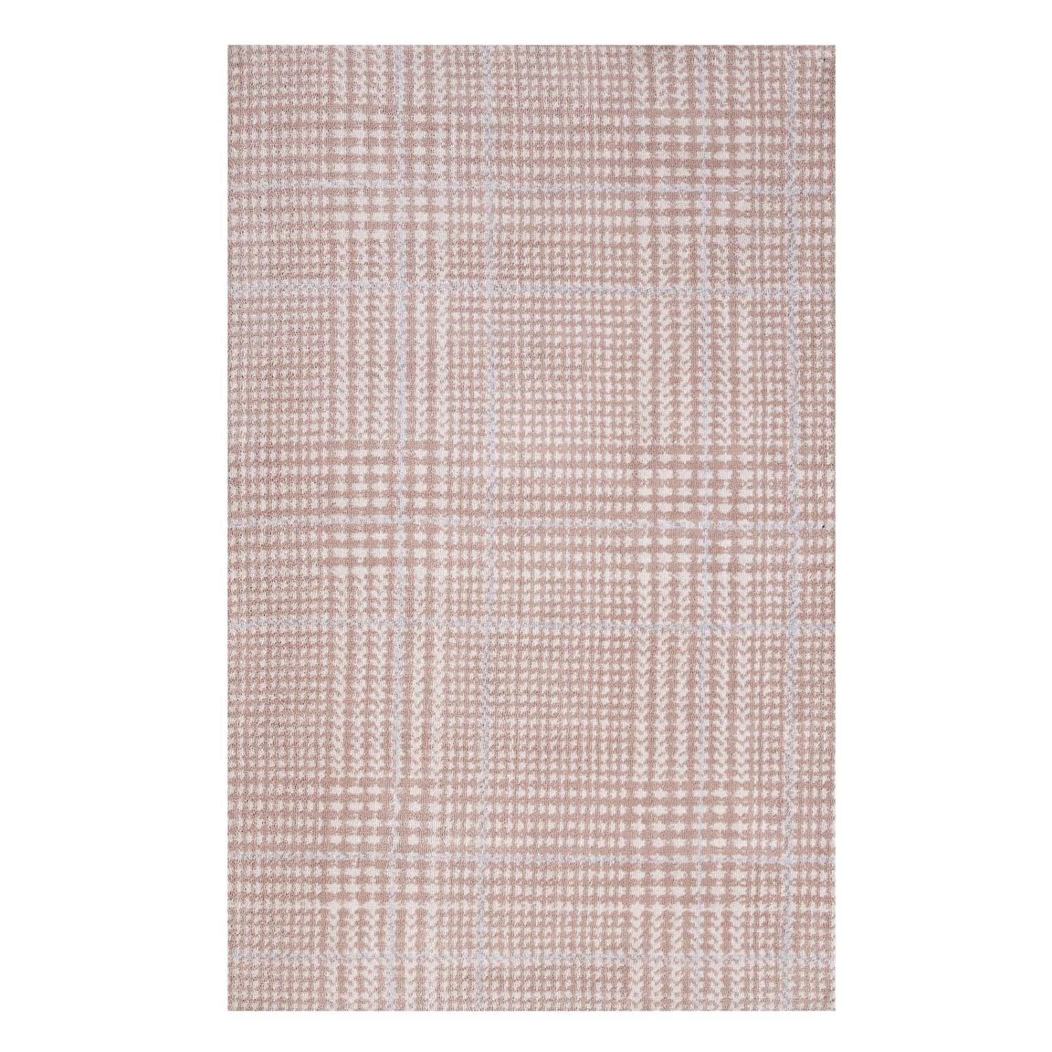 area rugs | CasaFoyer Kaja Criss-Cross Modern Abstract Area Rug | Plush Polyester Microfiber | Stain-Resistant | Non-Shedding | Easy to Clean | 5x8 Ivory, Cameo Rose, Light Blue | casafoyer.myshopify.com