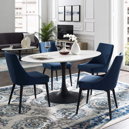 patio dining tables | CasaFoyer Lippa 60 Oval Dining Table | Timeless Modern Design | White Lacquered Top | Chip-Resistant Finish | Tapered Metal Base | casafoyer.myshopify.com