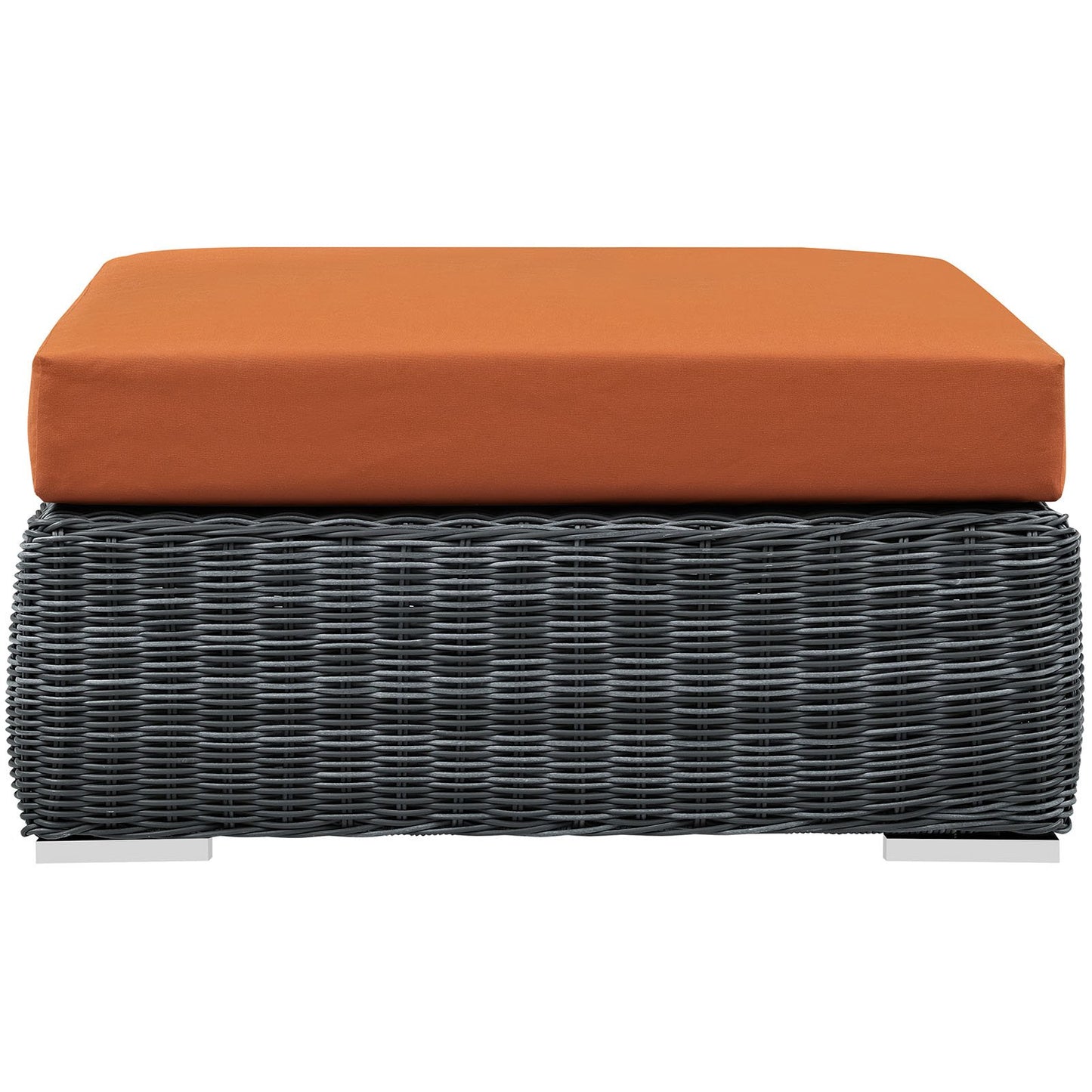 ottomans | CasaFoyer Summon Outdoor Patio Square Ottoman | Two-Tone Rattan Weave | Sunbrella Cushions | Powder-Coated Aluminum Frame | casafoyer.myshopify.com
