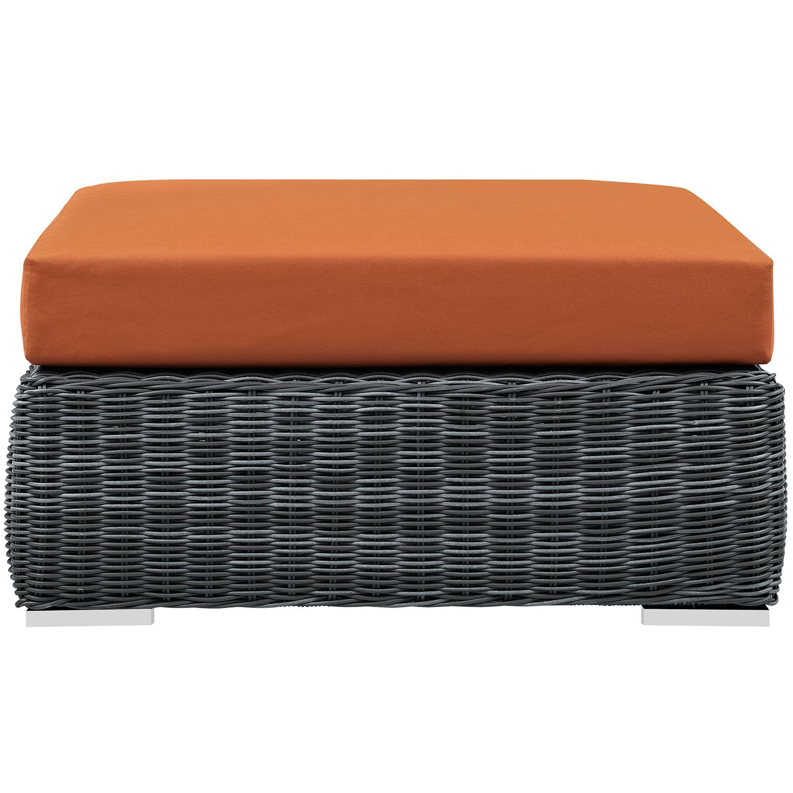 ottomans | CasaFoyer Summon Outdoor Patio Square Ottoman | Two-Tone Rattan Weave | Sunbrella Cushions | Powder-Coated Aluminum Frame | casafoyer.myshopify.com