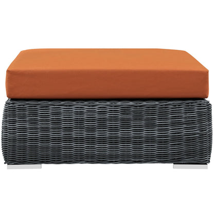 ottomans | CasaFoyer Summon Outdoor Patio Square Ottoman | Two-Tone Rattan Weave | Sunbrella Cushions | Powder-Coated Aluminum Frame | casafoyer.myshopify.com