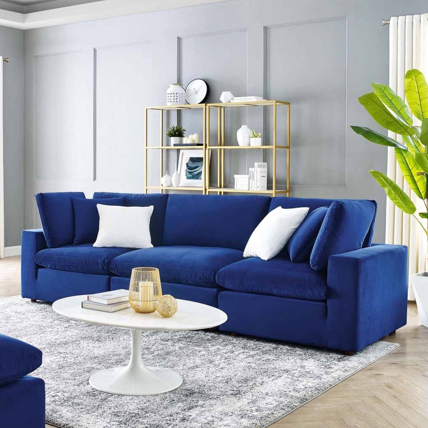sofas | CasaFoyer Commix Overstuffed Performance Velvet Sofa Set | Plush Comfort | Sleek Design | Stain-Resistant | Wooden Frame | Duck Down Cushions | Navy | casafoyer.myshopify.com