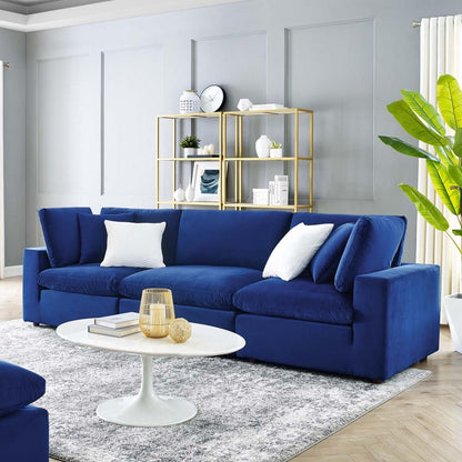 sofas | CasaFoyer Commix Overstuffed Performance Velvet Sofa Set | Plush Comfort | Sleek Design | Stain-Resistant | Wooden Frame | Duck Down Cushions | Navy | casafoyer.myshopify.com