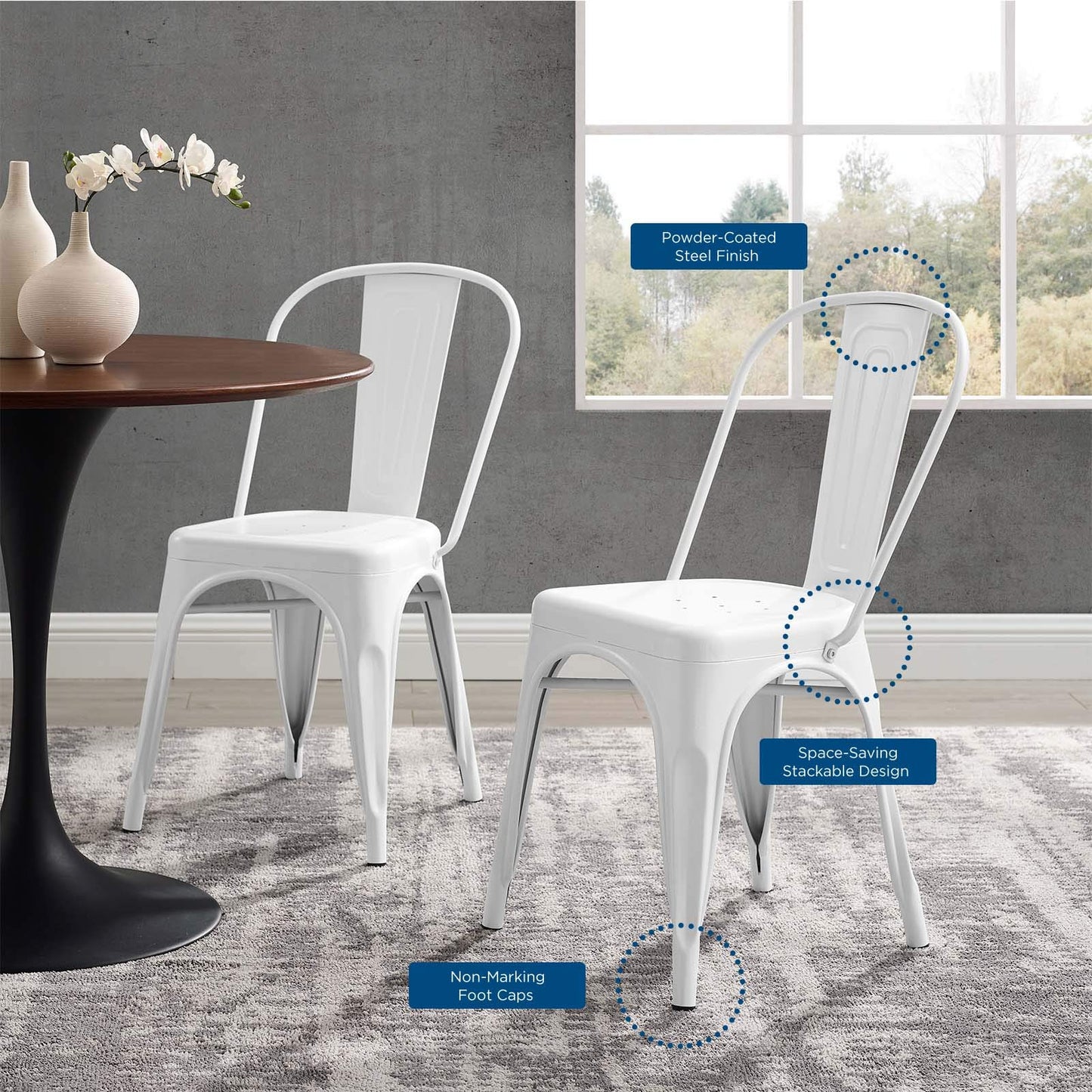 home office desk chairs | CasaFoyer Promenade Bistro Dining Side Chair Set of 2 | Elegant Steel Finish | Classic Bistro Charm | Non-Marking Foot Caps | Sleek Modern Design | Supports up to 331 lbs. | casafoyer.myshopify.com