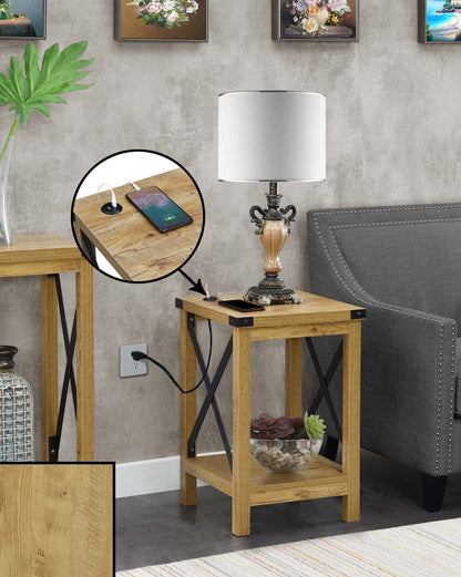 TABLE | Durango End Table | Charging Station & Shelf | USB Ports | Cord Management | Industrial-themed Furniture | Durable Construction | Ergode | casafoyer.myshopify.com