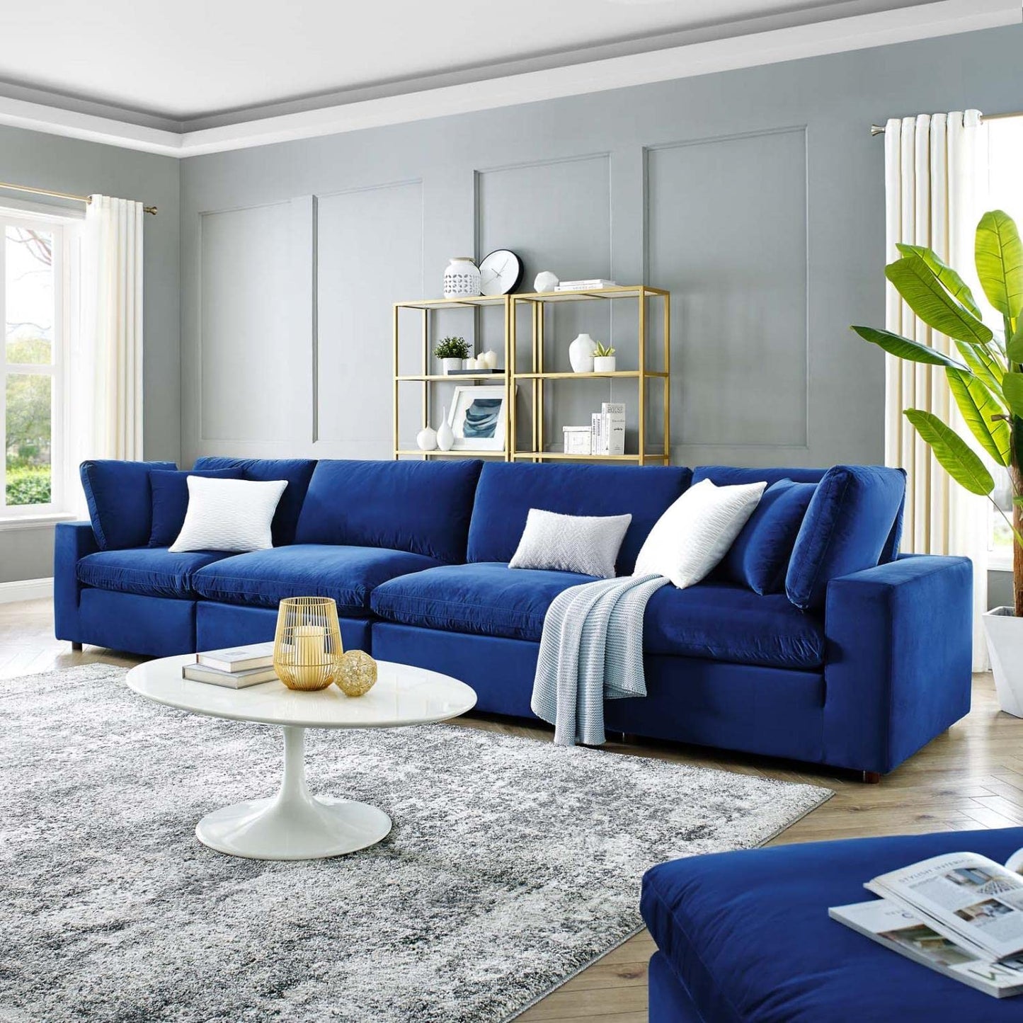 sofas | CasaFoyer Commix Sofa Set | Luxurious & Inviting | Plush Comfort | Stain-Resistant Velvet | Solid Wood Construction | Navy | casafoyer.myshopify.com
