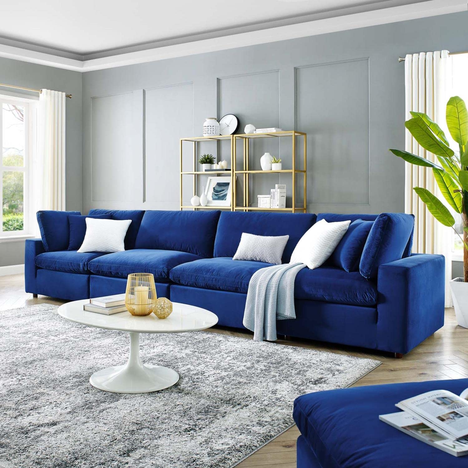 sofas | CasaFoyer Commix Sofa Set | Luxurious & Inviting | Plush Comfort | Stain-Resistant Velvet | Solid Wood Construction | Navy | casafoyer.myshopify.com