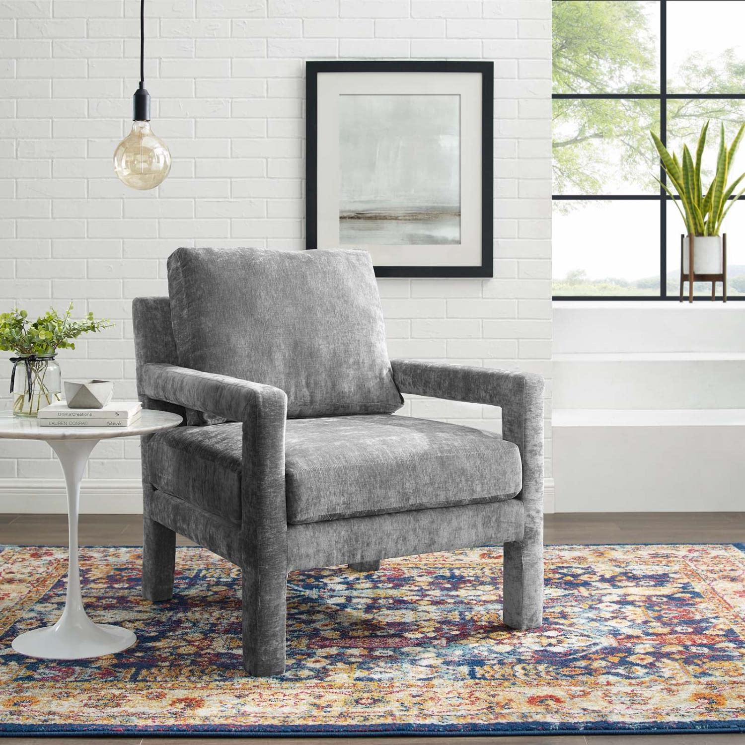 home office desk chairs | CasaFoyer Rehearse Crushed Performance Velvet Accent Armchair | Stain-Resistant | Foam Cushions | Upholstered Legs | Gray | casafoyer.myshopify.com