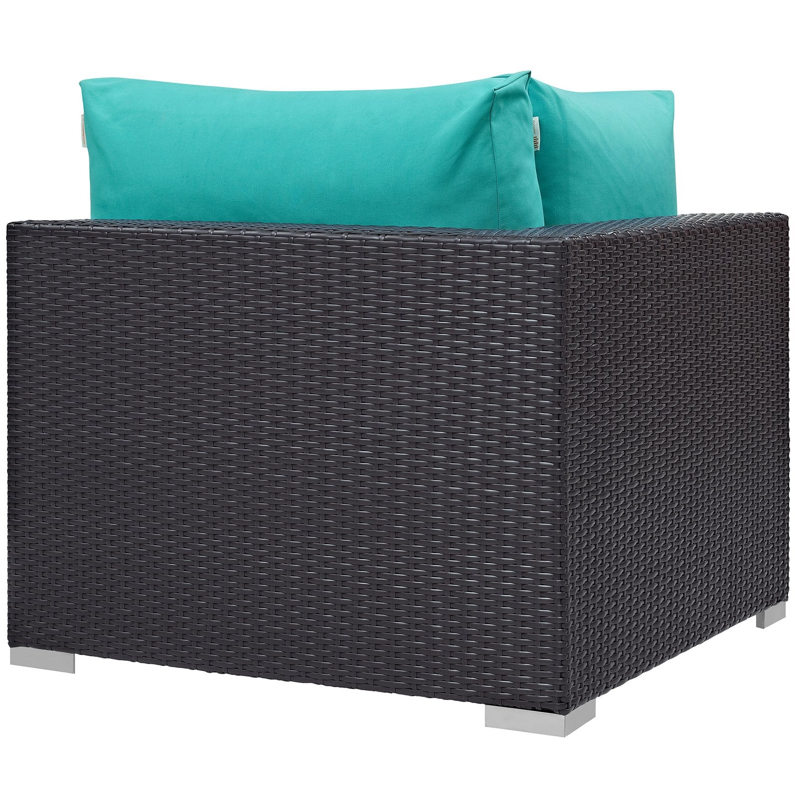 Patio Furniture Sets | Convene Outdoor Sectional | Durable Rattan Corner Chair | All-Weather Cushions | Espresso Turquoise | casafoyer.myshopify.com
