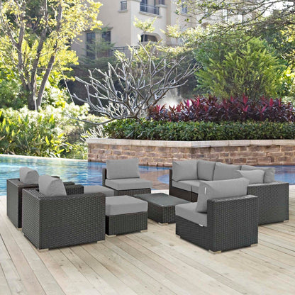kitchen and dining room sets | CasaFoyer Sojourn Outdoor Patio Furniture Set | Sunbrella Cushions | Synthetic Rattan | UV Protection | Aluminum Frame | 10 Piece Sectional | casafoyer.myshopify.com