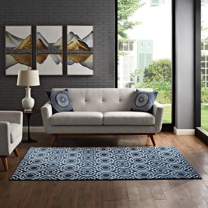 Carpet & Rugs | CasaFoyer Frame Transitional Moroccan Trellis Area Rug | Durable, Stain Resistant | 8x10 Size | Moroccan Blue and Ivory | casafoyer.myshopify.com