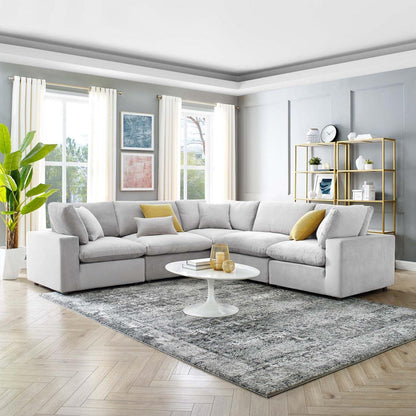 kitchen and dining room sets | CasaFoyer Commix Sectional Sofa Set | Solid Wood Frame | Stain-Resistant Velvet | Foam Padded Cushions | Ultimate Comfort | 5-Piece | Light Gray | casafoyer.myshopify.com