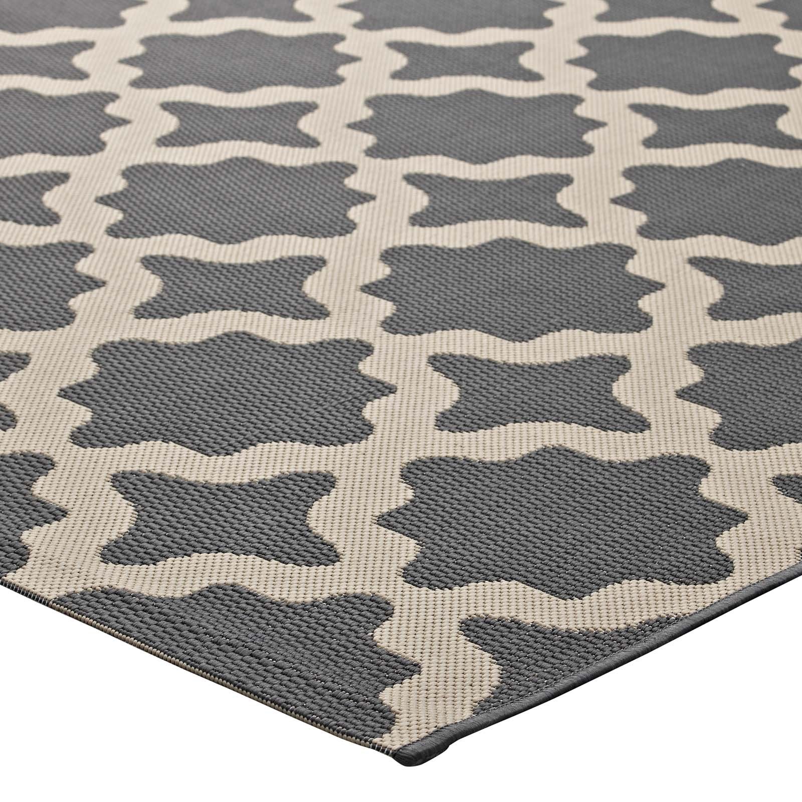 area rugs | CasaFoyer Cerelia Moroccan Trellis 5x8 Indoor/Outdoor Area Rug | Durable, Fade & Stain Resistant | Low Pile Weave | Rubber Bottom | Gray/Beige | casafoyer.myshopify.com