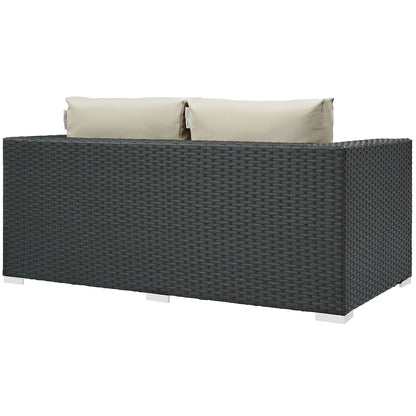 Patio Furniture Sets | Sojourn Outdoor Patio Loveseat | Sunbrella Cushions | Synthetic Rattan | UV Protection | Aluminum Frame | Ideal for Patio, Backyard, Poolside | casafoyer.myshopify.com