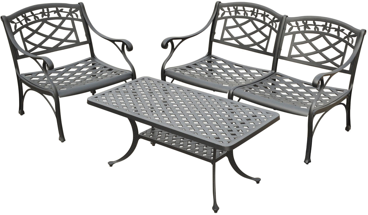Patio Furniture Sets | Heavy-Duty Aluminum Outdoor Seating Set | Loveseat, Club Chair & Cocktail Table | Cool & Comfortable Design | Charcoal Black Finish | Create Your Outdoor Oasis | casafoyer.myshopify.com