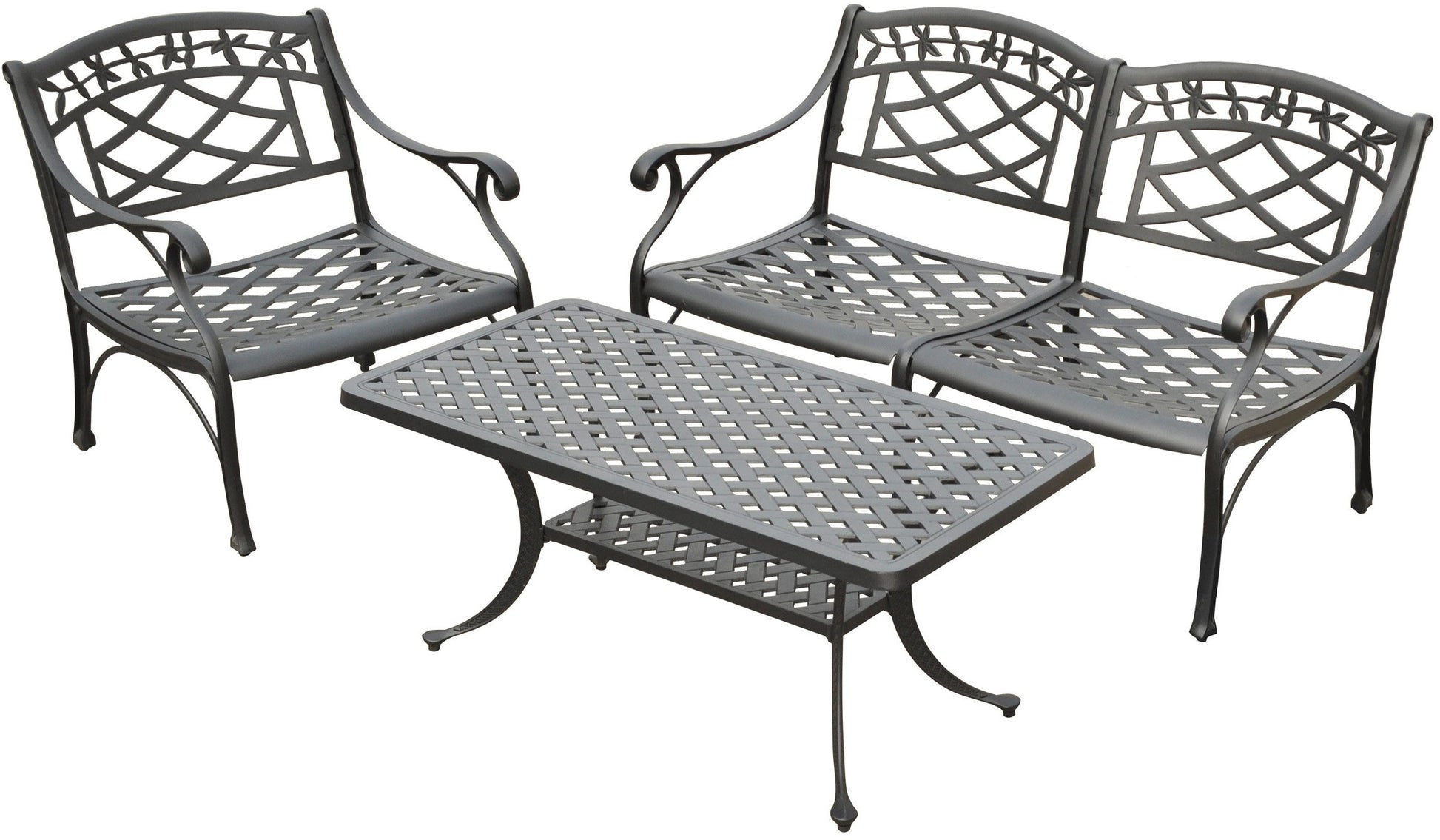 Patio Furniture Sets | Heavy-Duty Aluminum Outdoor Seating Set | Loveseat, Club Chair & Cocktail Table | Cool & Comfortable Design | Charcoal Black Finish | Create Your Outdoor Oasis | casafoyer.myshopify.com