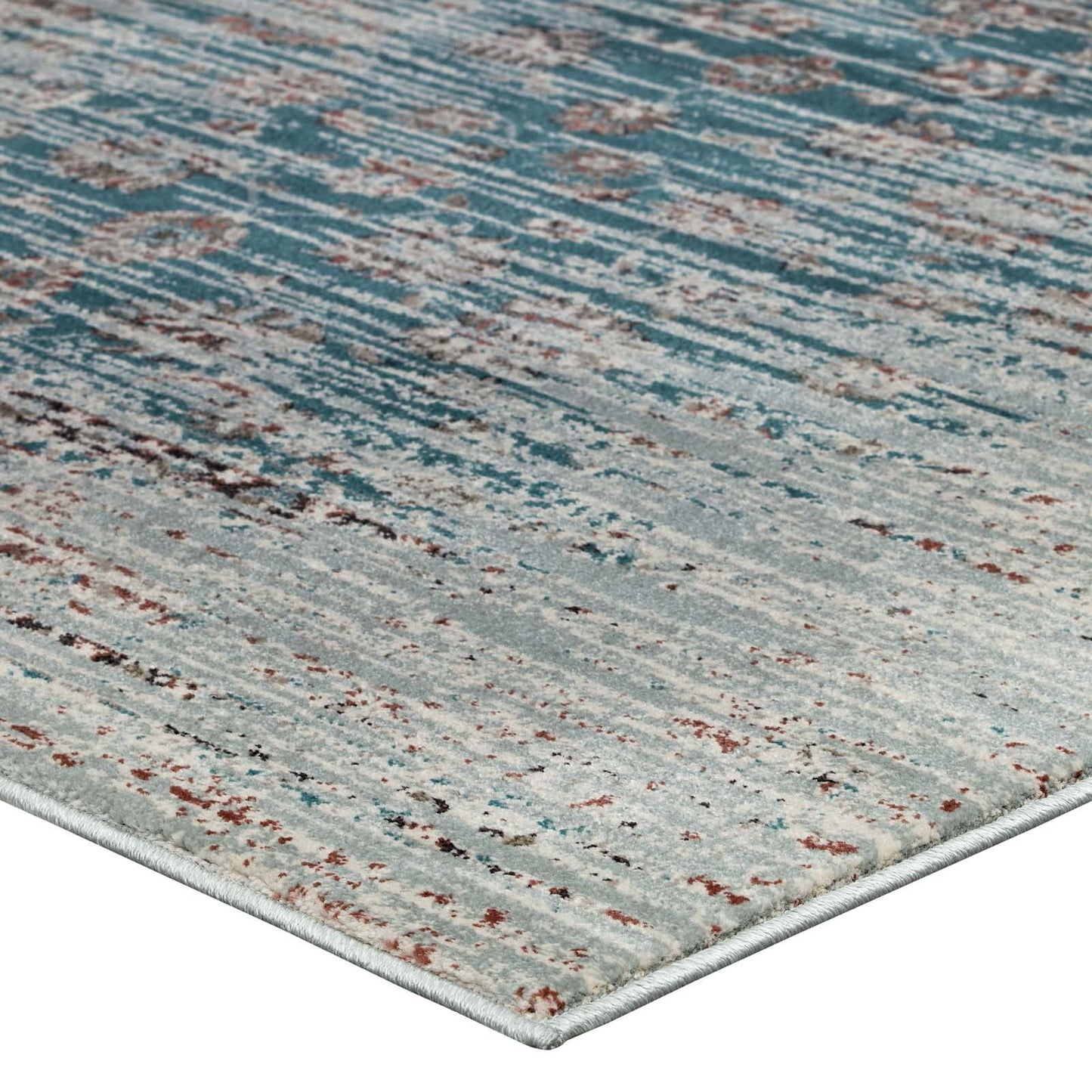area rugs | CasaFoyer Hesper Distressed Contemporary Floral Lattice Area Rug | Teal, Beige, Brown | 8x10 | Stain-Resistant | Easy to Maintain | Durable Polypropylene Yarn | Ideal for Various Rooms | Cozy Play Area | Hassle-Free Decor Update | casafoyer.myshopify.com