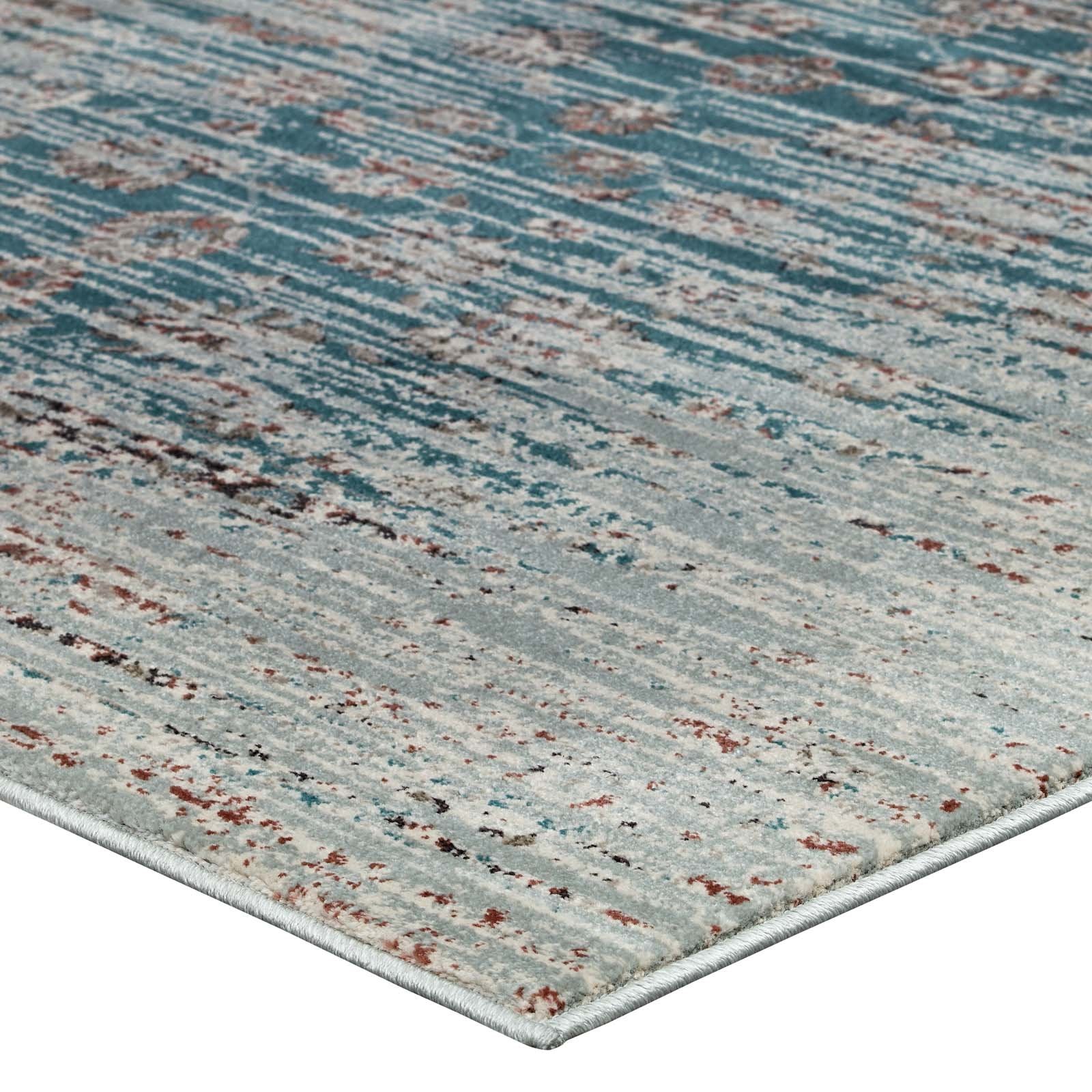 area rugs | CasaFoyer Hesper Distressed Contemporary Floral Lattice Area Rug | Teal, Beige, Brown | 8x10 | Stain-Resistant | Easy to Maintain | Durable Polypropylene Yarn | Ideal for Various Rooms | Cozy Play Area | Hassle-Free Decor Update | casafoyer.myshopify.com