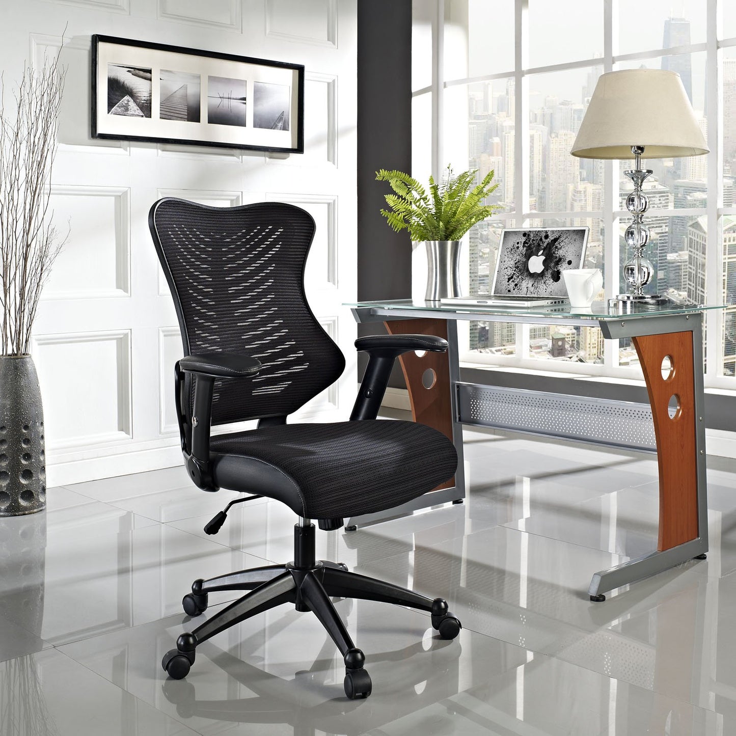 home office desk chairs | CasaFoyer Clutch Office Chair | Ultimate Comfort & Style | Form-Fitting Design | Plush Waterfall Seat | Ergonomic Mesh Back | Lumbar Support | Curved Seat | Ideal for Taller Individuals | Black Mesh Back & Leatherette Seat | casafoyer.myshopify.com