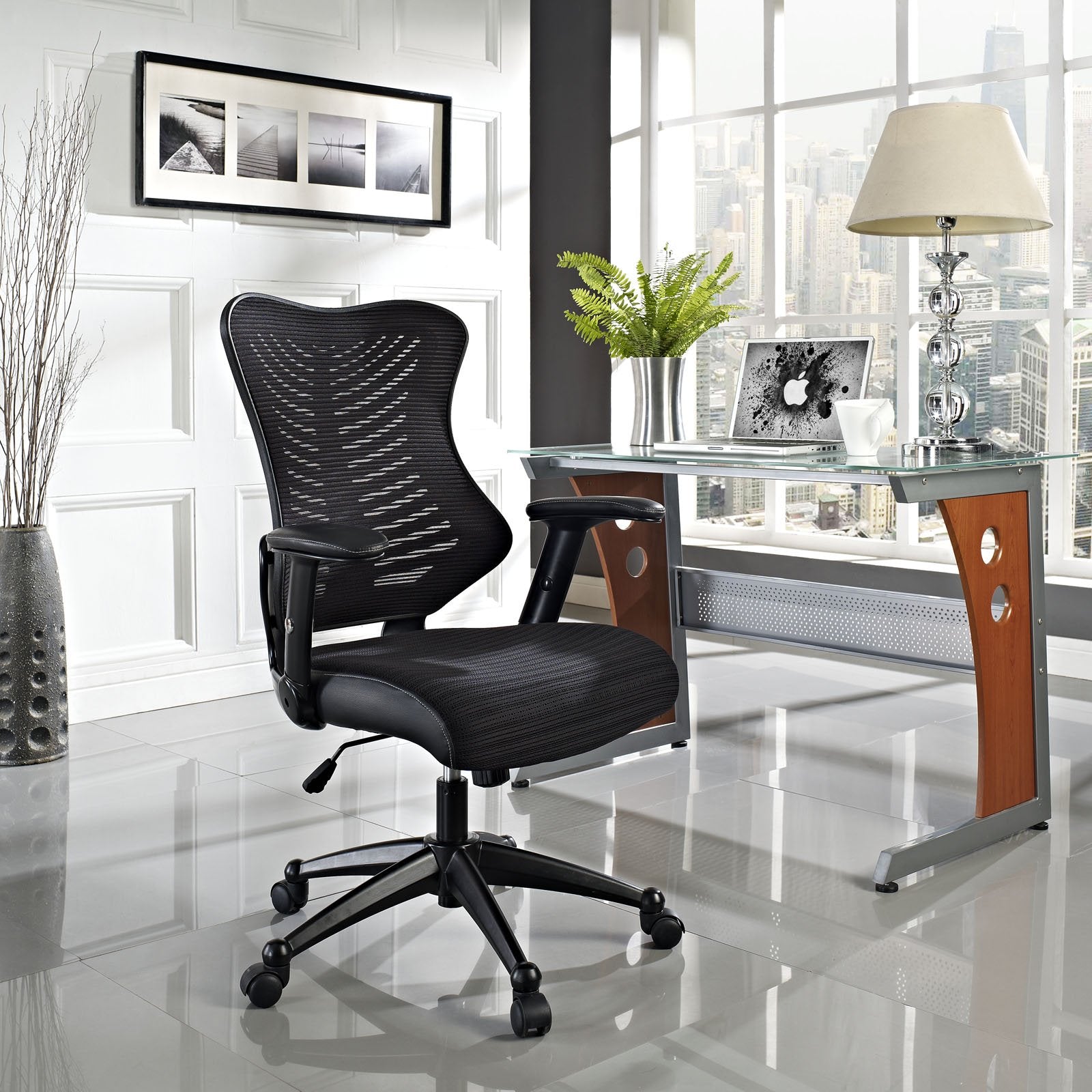 home office desk chairs | CasaFoyer Clutch Office Chair | Ultimate Comfort & Style | Form-Fitting Design | Plush Waterfall Seat | Ergonomic Mesh Back | Lumbar Support | Curved Seat | Ideal for Taller Individuals | Black Mesh Back & Leatherette Seat | casafoyer.myshopify.com
