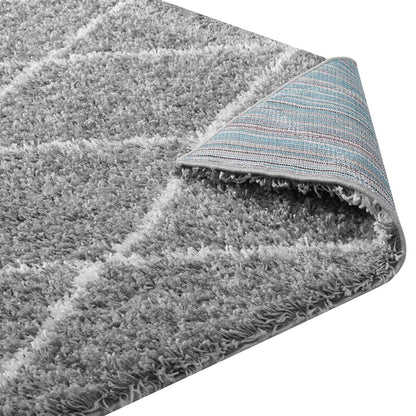 Carpet & Rugs | CasaFoyer Toryn Diamond Trellis Shag Area Rug | Durable Polypropylene | Elegant Lattice Design | Jute Bottom | Versatile & Long-lasting | 5x8 Size | Gray & Ivory | Non-Shedding | Easy to Clean & Maintain | casafoyer.myshopify.com