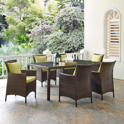 kitchen and dining room sets | CasaFoyer Conduit 7 Piece Outdoor Patio Dining Set | Transitional Style | UV-Resistant Wicker Rattan | Tempered Glass Tabletop | Comfortable Cushions | casafoyer.myshopify.com
