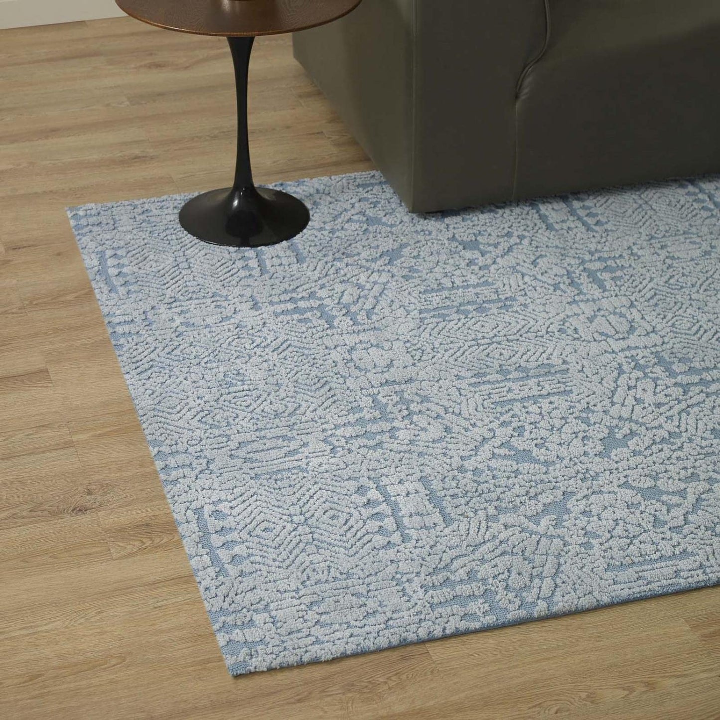 area rugs | CasaFoyer Javiera Contemporary Moroccan Area Rug | Soft Microfiber | Durable Jute Bottom | Stain-Resistant | Easy to Clean | 5x8 Ivory & Light Blue | casafoyer.myshopify.com