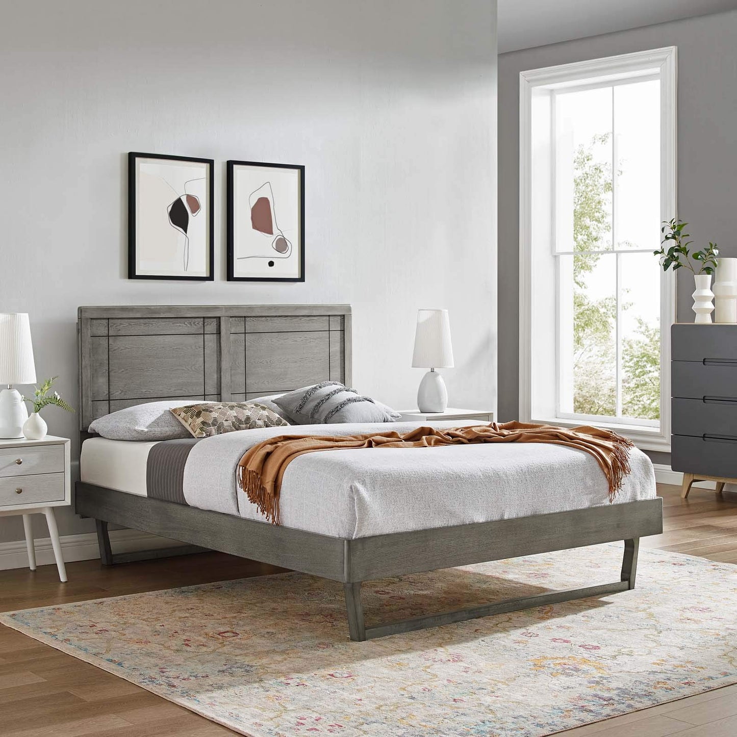 bed frames | CasaFoyer Marlee Wood Queen Platform Bed | Modern Elegance | Mid-Century Design | Durable Construction | No Box Spring Needed | Accommodates Various Mattresses | casafoyer.myshopify.com