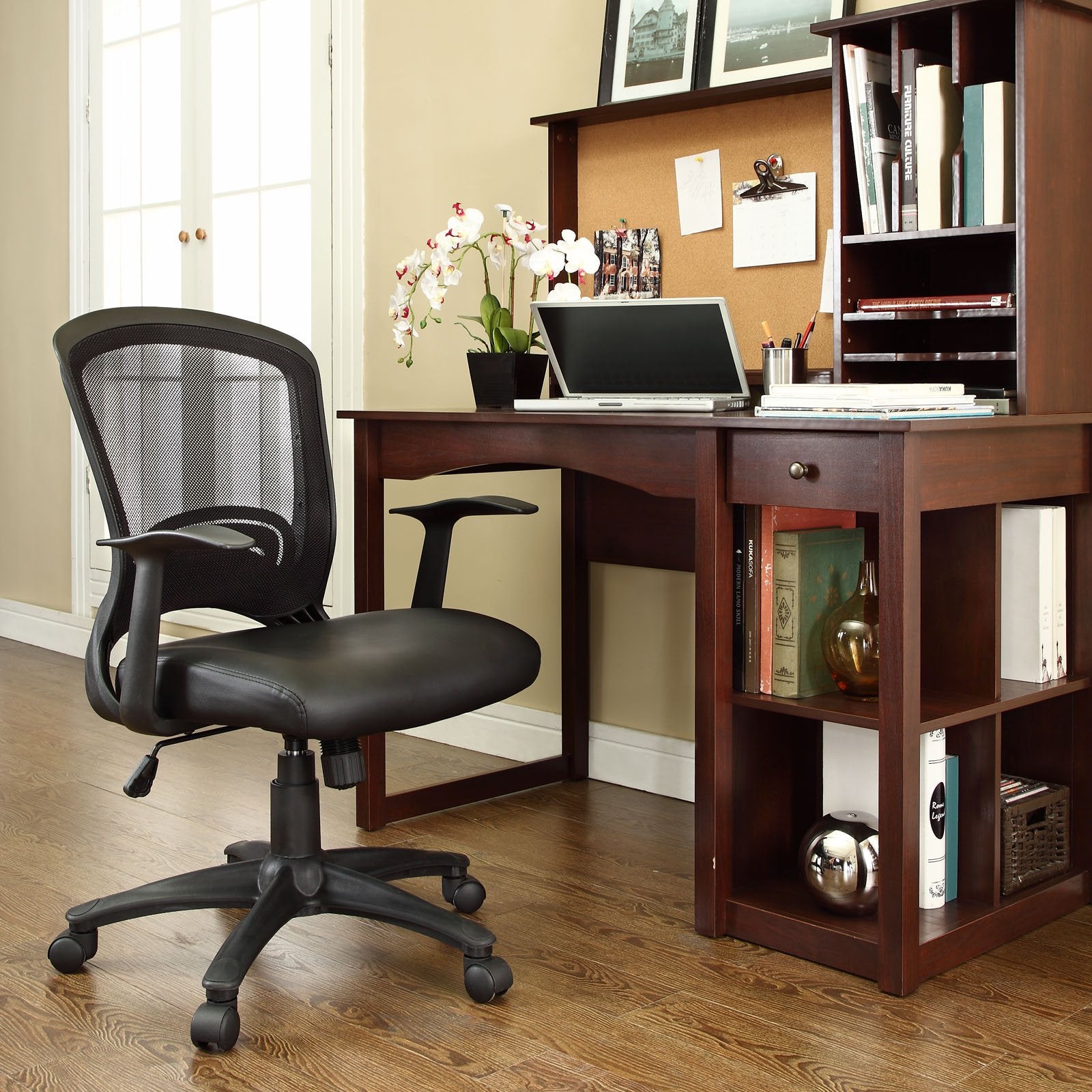 home office desk chairs | CasaFoyer Pulse Mesh Office Chair | Enhance Productivity | Ergonomic Design | Breathable Mesh Back | Vinyl Seat | Passive Lumbar Support | Sturdy Armrests | Dual-Caster Wheels | Black | casafoyer.myshopify.com