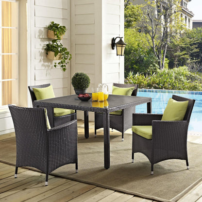 kitchen and dining room sets | CasaFoyer Convene Outdoor Sectional Series | Durable Rattan Weave | Weather-Resistant Cushions | 5 Piece Patio Dining Set with Glass Top | casafoyer.myshopify.com