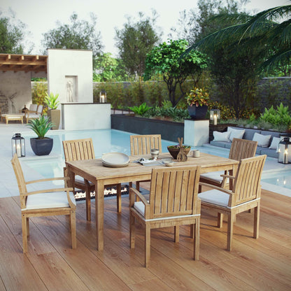 kitchen and dining room sets | CasaFoyer Ultimate Luxury Teak Wood Outdoor Set | Marina Collection | Sturdy Construction | All-Weather Cushions | 7 Piece Dining Set | casafoyer.myshopify.com